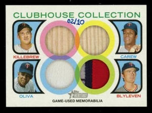2022 Topps Heritage Clubhouse Quad Carew/Killebrew/Oliva/Blyleven Relic Twins/10 - Picture 1 of 2