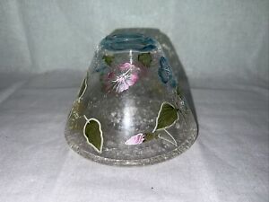 Yankee Candle Butterfly crackle glass shade large jar topper Pink / Blue Flowers