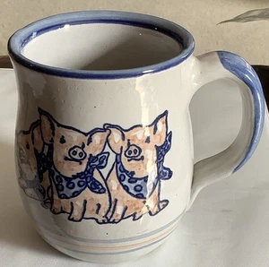 Louisville Stoneware Pottery Coffee Mug 3 Pigs Made In USA Farm Decor - Picture 1 of 6