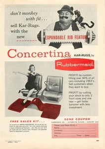 Service Station Magazine Print Ad RUBBERMAID 1963 Concertina Kar-Rugs Monkey Toy - Picture 1 of 1