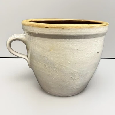 Rare Pennsylvania Antique Salt Glaze Stoneware Chamberpot Crock 7.5” Tall 8.5” D - Image 1 of 4