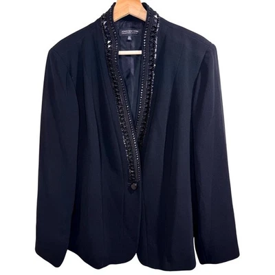 Blazer Jones Nueva York Mujer Estrás Chaqueta 16W Formal Gala Boda Iglesia Arte Foto 1 de 4