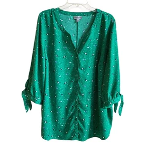 Blusa Catherines Verde Estampado Paraguas Talla 1X - Imagen 1 de 5
