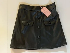 NWT Bonnie Bianca Black Faux Leather Mini Skirt Youth Girl’s Size Small 6/7 - Picture 1 of 6