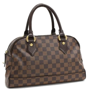Auth LOUIS VUITTON Damier Ebene Duomo N60008 LV Hand Bag Brown Canvas b26 T00Q - Picture 1 of 9