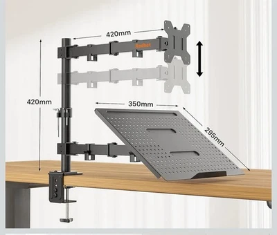 Redbat Monitor and Laptop Mount Stand, Fully Adjustable Monitor Arm with Vented - Image 1 of 2