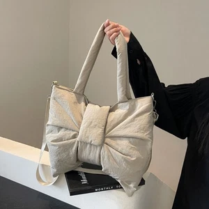 Big Bow Shape Crossbody Bag Nylon Tote Handbag for Women - Picture 1 of 12