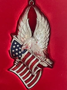 Gorham "United We Stand" Eagle w/ American Flag Patriotic Ornament Pendant - Picture 1 of 3