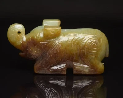 Certified Natural Hetian  Jade carved Qing Dynasty elephant Statue/pendantAY24 - Image 1 of 4
