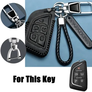 Leather Car Key Fob Case Cover For Cadillac CT5 CT6 XTS XT4 XT5 ATS Escalade ESV - Picture 1 of 6