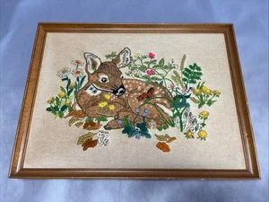 Crewel Fawn - 1980's Dimensions Inc - Finished Work - Bild 1 von 10