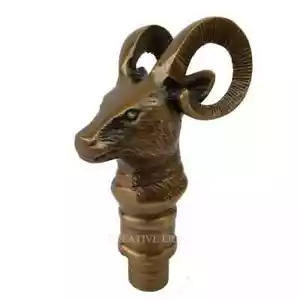 ANTIKER MESSING ZIEGENKOPF GRIFF FÜR VIKTORIANISCHEN SPAZIERSTOCK STOCK VINTAGE GESCHENK - Bild 1 von 3