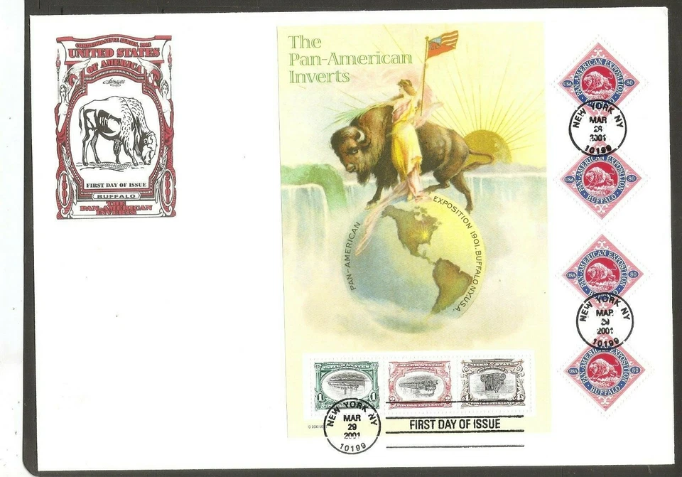 USA SC # 3505 Pan American Inverts Pane  FDC . Artmaster Cachet - Image 1 of 1