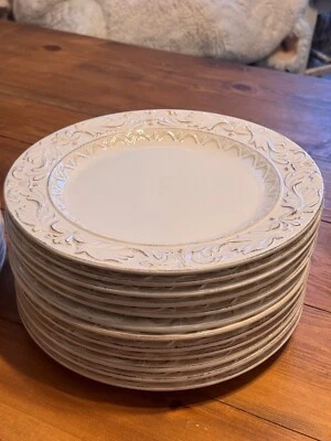 Pratos de jantar marfim Firenze certificado internacional 14901 11,7" Pamela Gladding - Imagem 1 de 4