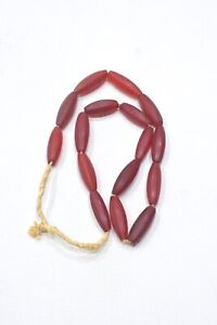 African Red Glass Faceted Hexagon Bead Strand