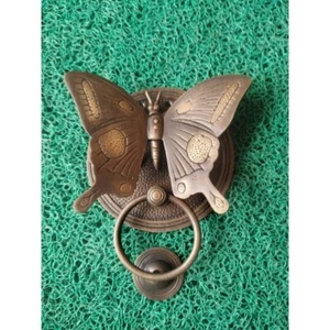 VINTAGE BUTTERFLY Door Knocker Detailed ANTIQUE Solid Brass | Brass door banger - Picture 1 of 7