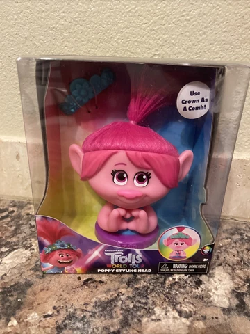 Trolls World Tour Poppy Styling Head New 2019 Dreamworks Hair Comb Crown Cover