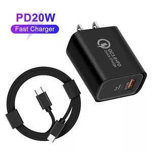 Fast Black USB-A+USB-C Wall Charger Plug & Cable For Samsung A16 5G A25 A35 A55 - Picture 1 of 28
