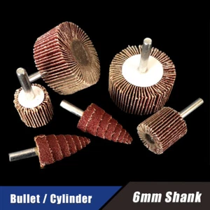 Louver Wheel Emery Cloth Grinding Head With Handle Polishing Wood 6mm Shank - Picture 1 of 8