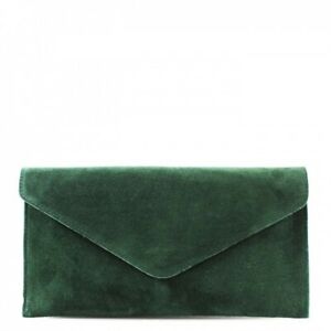 Vera Pelle Genuine Italian Suede Large Envelope Shaped Clutch bag Purse