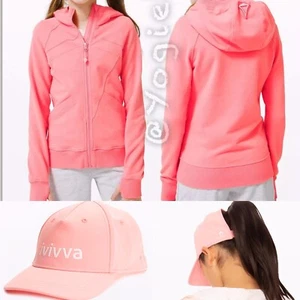 Lululemon Ivivva Hoodie 14 Scuba Fleece Sweater Zip Yum Pink Sun Hat Cap LOT NWT - Picture 1 of 12