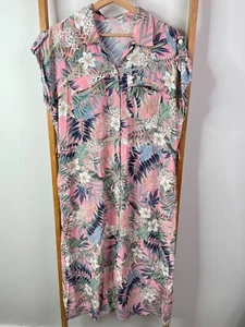 Trenery Shirt Dress Womens 14 Pink Floral Button Front Tab Sleeve Midi Collared - Picture 1 of 13