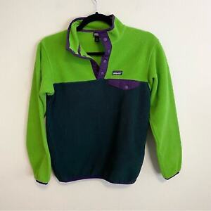 Patagonia Kids Youth Synchilla Snap T Fleece Pullover Green Purple Size L