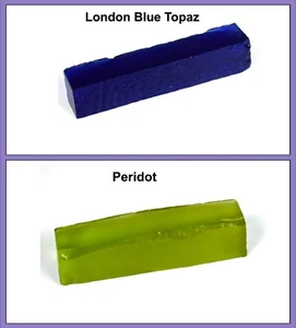 170-190 Ct Peridot & London Blue Topaz Slice Rough Pair Certified - Picture 1 of 6