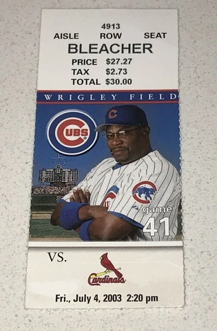 7/4/03 Cardinals / Cubs Game Used Tix Ticket Stub Pujols Career HR #96 Sosa #511 Cover