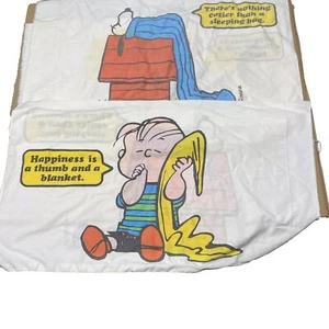 Lot of 3 - 1971 Charlie Brown Peanuts Snoopy & Linus Pillowcase 20" x 30" Schulz - Picture 1 of 15