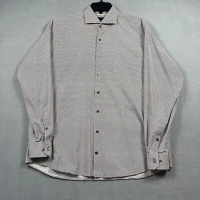 Camisa Strellson Para Hombre 43 17 Calce Ajustado Geométrico Serano Vestido Abotonado Trabajo Foto 1 de 4