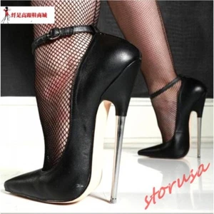 Zapatos de salón de tacón de aguja con hebilla en punta de tacón súper alto de 18 cm para mujer - Imagen 1 de 15