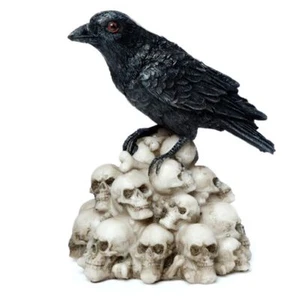 Black Crow Standing on a Pile of Skulls small in a box - Picture 1 of 4