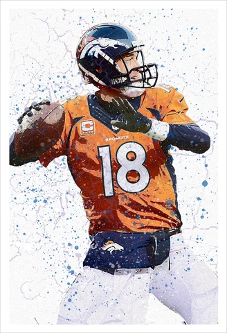 Peyton Manning - Broncos - Splatter Art poster print Cover