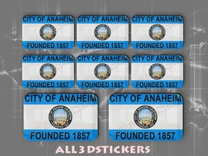 8 x 3D Stickers Resin Domed Flag Anaheim - USA Adhesive Decal Vinyl - Picture 1 of 1