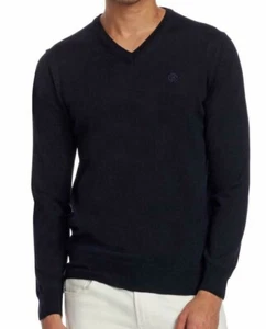 NWT ROBERTO CAVALLI SzL V-NECK LOGO CASHMERE PULLOVER SWEATER DARK BLUE - Picture 1 of 4