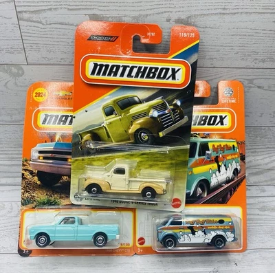 3x Matchbox: Ruff Rider Dog Spa Van, Dodge V-Series Truck 1940, Chevy C10 1968 Foto 1 de 4
