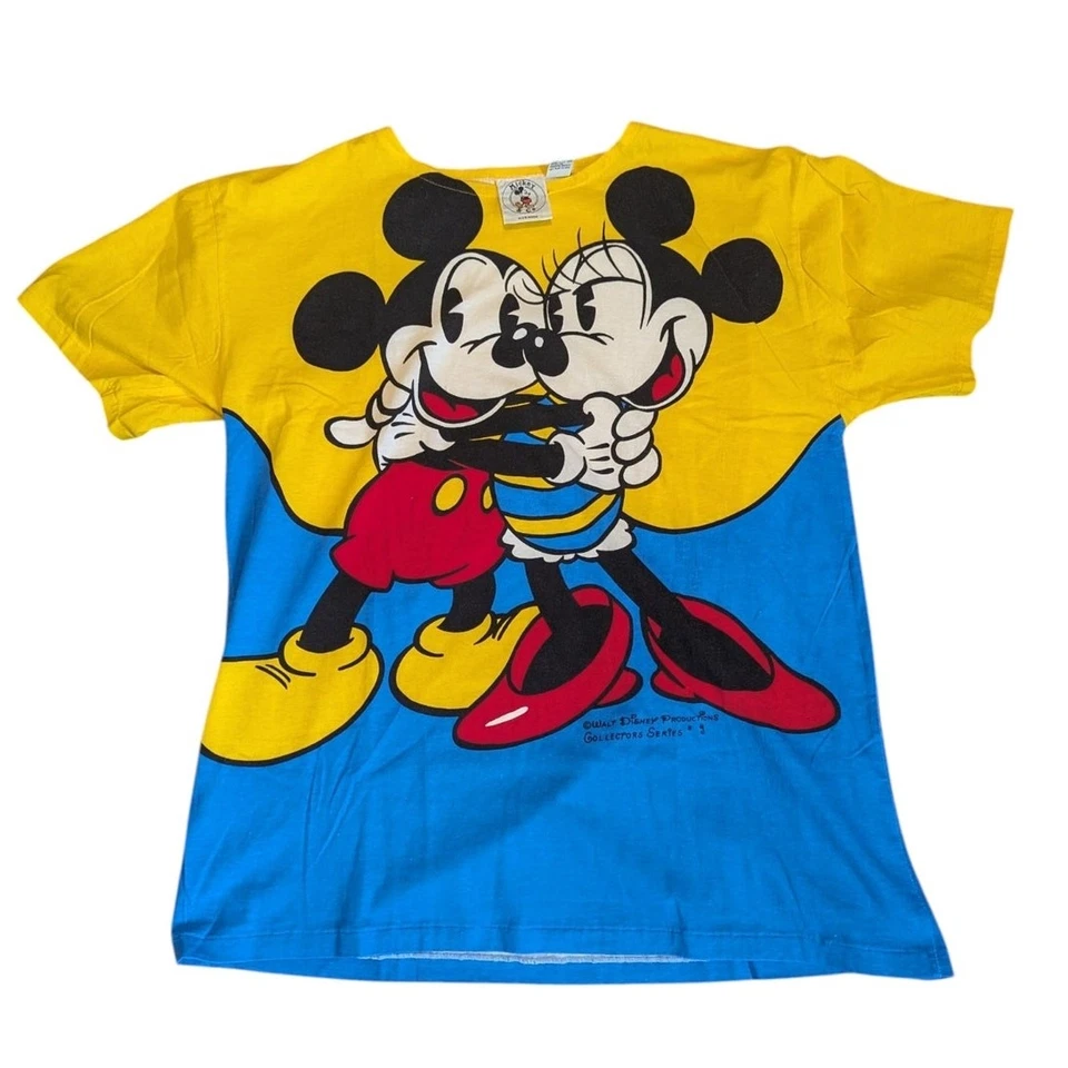 Vintage Disney Mickey & Co Hugging Mickey Minnie Mouse T-Shirt Size Medium - Image 1 of 4