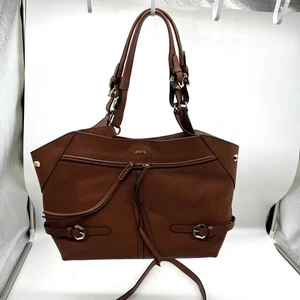 LODIS Womens Purse Texas Leather Nikki Satchel Brown Chestnut - Picture 1 of 15