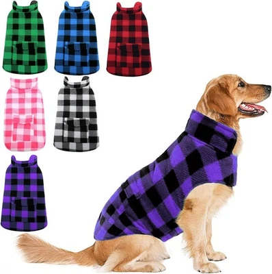 Abrigo de invierno para perros, chaqueta polar para perros chaleco reversible a cuadros Foto 1 de 4