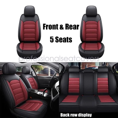 For Mercedes Benz Luxury Leather Seat Covers Full Set 5-Seats Front Rear Cushion - Image 1 of 4
