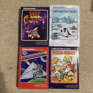 Mattel Intellivision - 4 Game LOT-Food Fight-Brickout-Deep Zone-Antarctic Tales - Picture 1 of 1