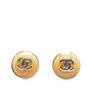 CHANEL COCO Mark Round Studs Pierce Women 【Used】 - Picture 1 of 4