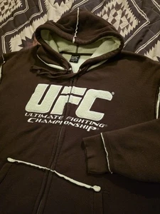 Vintage UFC Ultimate Fighting Championship Waffle Hoodie Sherpa gefüttert Reißverschluss braun XL - Bild 1 von 9