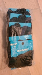 LOT Scrunchies 36-pack (12 x 3) Adult Size Athletic Black Soft Hair Ties Chou - Picture 1 of 6