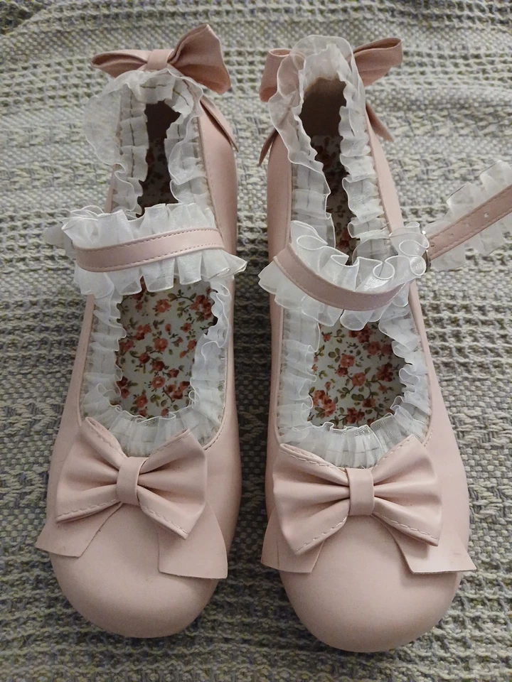 Mujer Tacón Bloque Lolita Mary Janes Princesa Niña Moño Fiesta Zapatos Talla 11 Foto 1 de 4