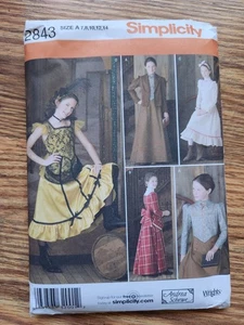 Simplicity 2843 Andrea Schewe girls costumes cosplay prairie dress, dance hall - Picture 1 of 1