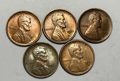 1910, 1911, 1912 AU-BU, 1913 AU DETAILS AND 1918 S AU DETAILS LINCOLN CENT - Image 1 of 2