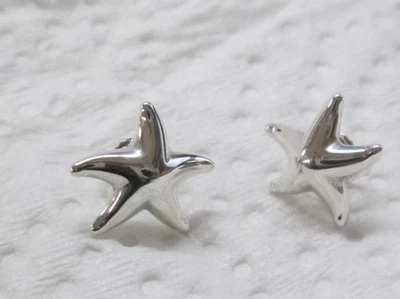 Signed Tiffany & Co Elsa Peretti Sterling Starfish Earrings - image 1 of 3