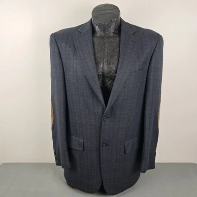Pendleton Blazer 42L Hombres Azul Lana Ventana Espiga Codo Parches Chaqueta Foto 1 de 4